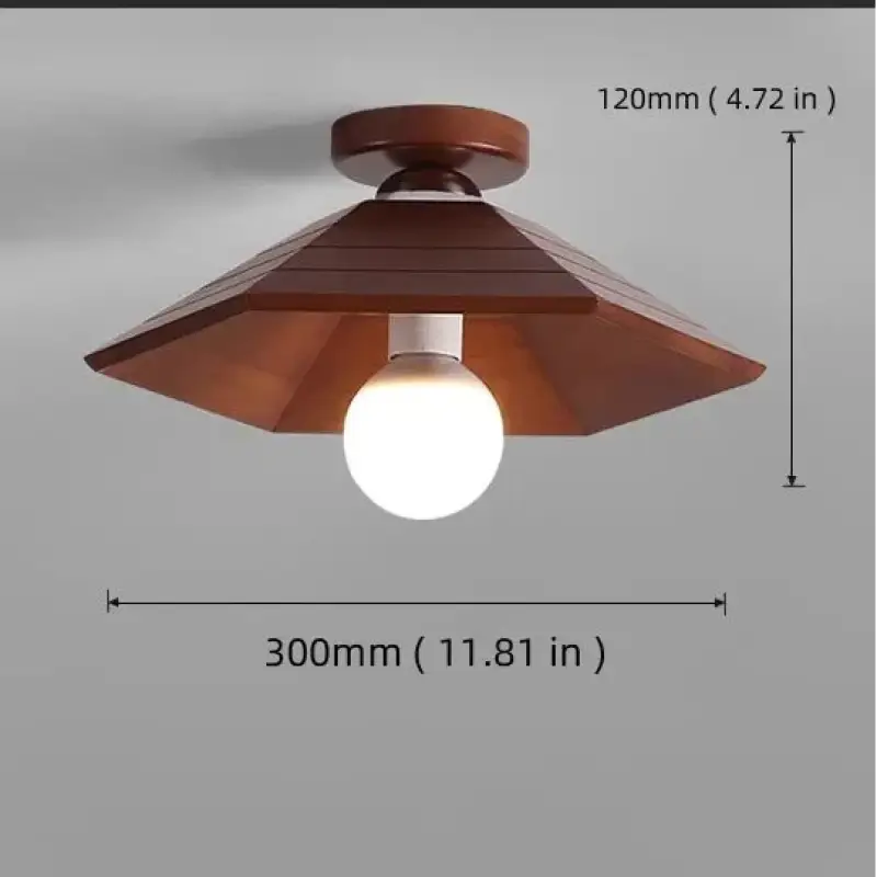 Plafonnier design bois noix et fer led décor bois marron