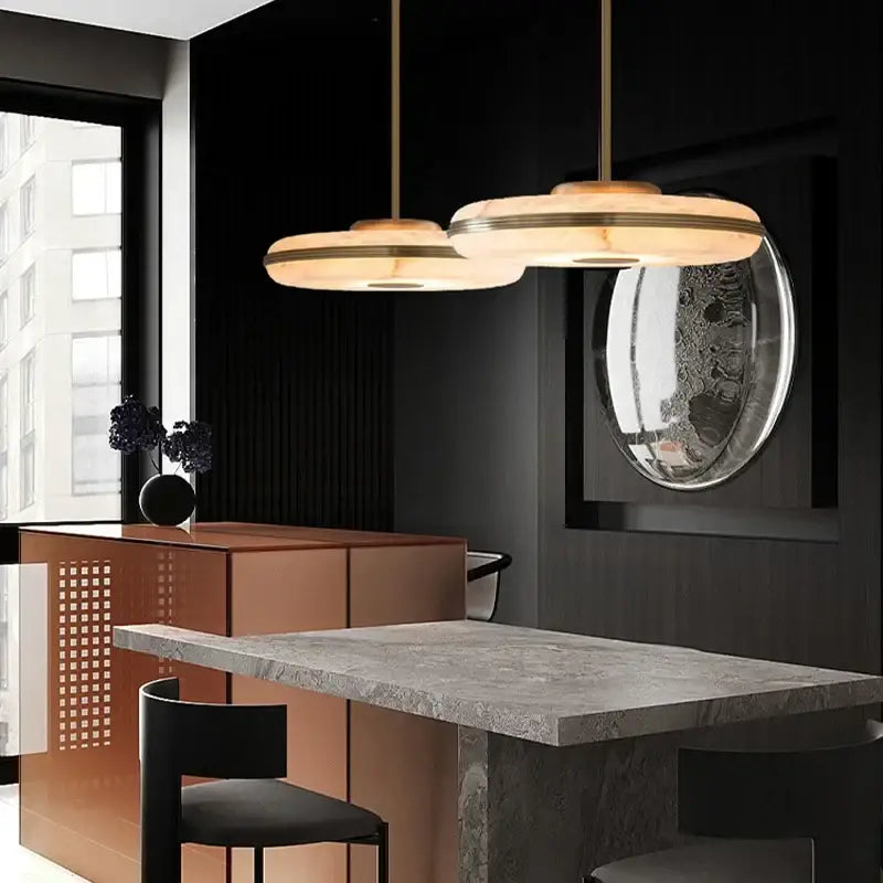 Suspension luminaire design led marbré pour salon moderne