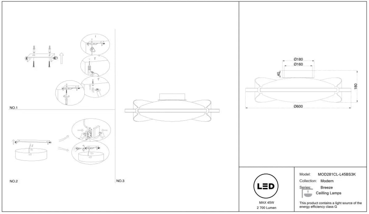 Schéma d'installation du luminaire
