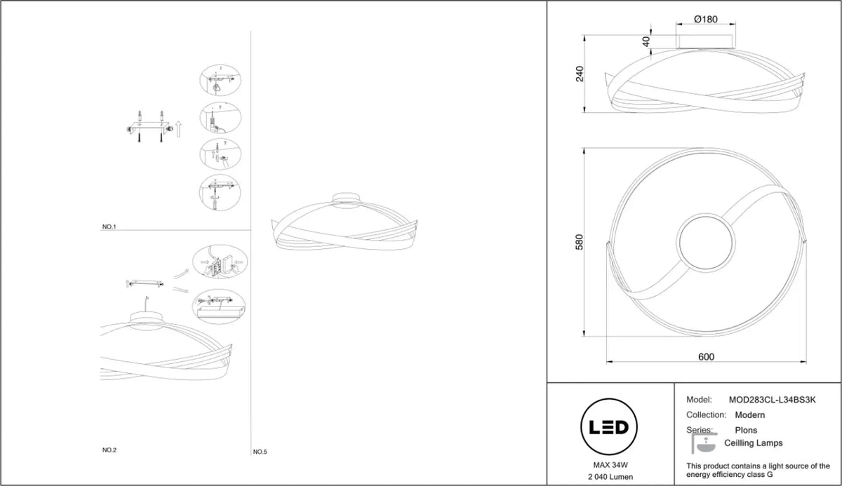 Schéma d'installation du luminaire