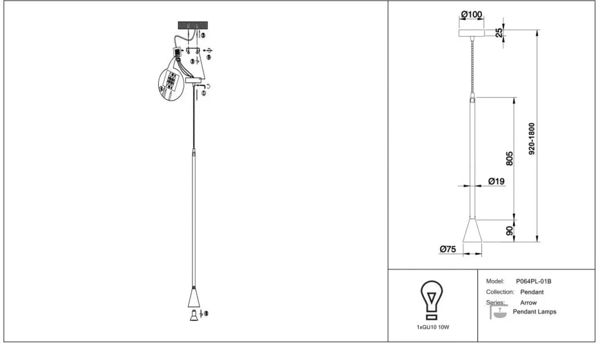 Schéma d'installation du luminaire