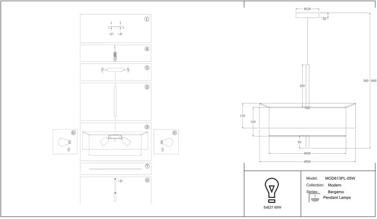 Schéma d'installation du luminaire