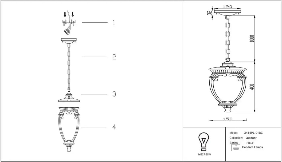 Schéma d'installation du luminaire