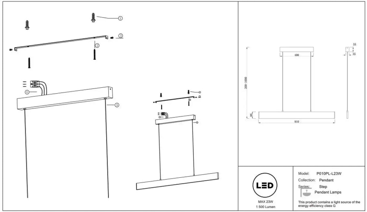 Schéma d'installation du luminaire