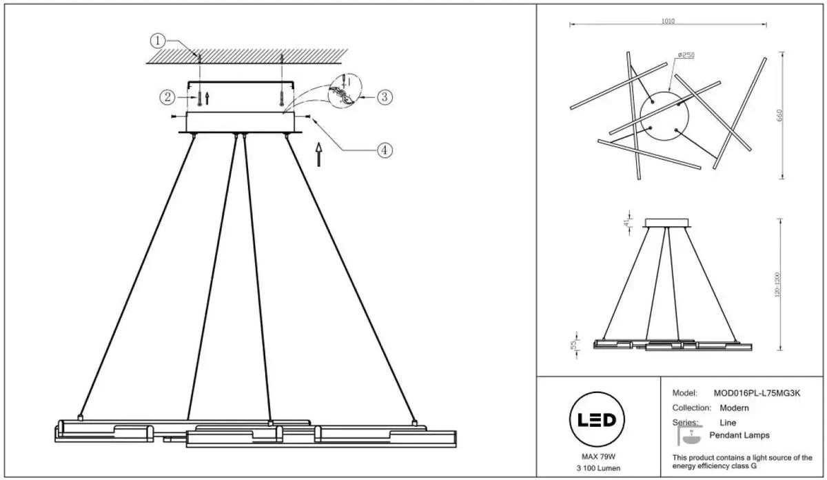 Schéma d'installation du luminaire