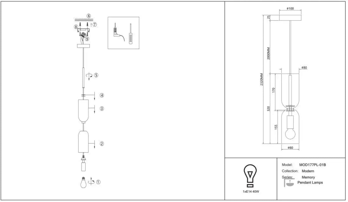 Schéma d'installation du luminaire
