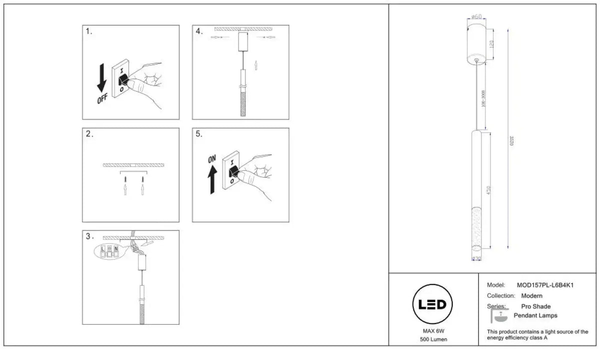 Schéma d'installation du luminaire