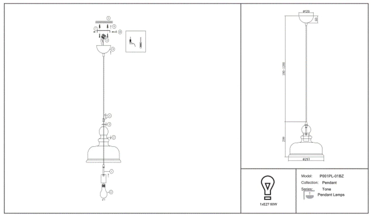 Schéma d'installation du luminaire
