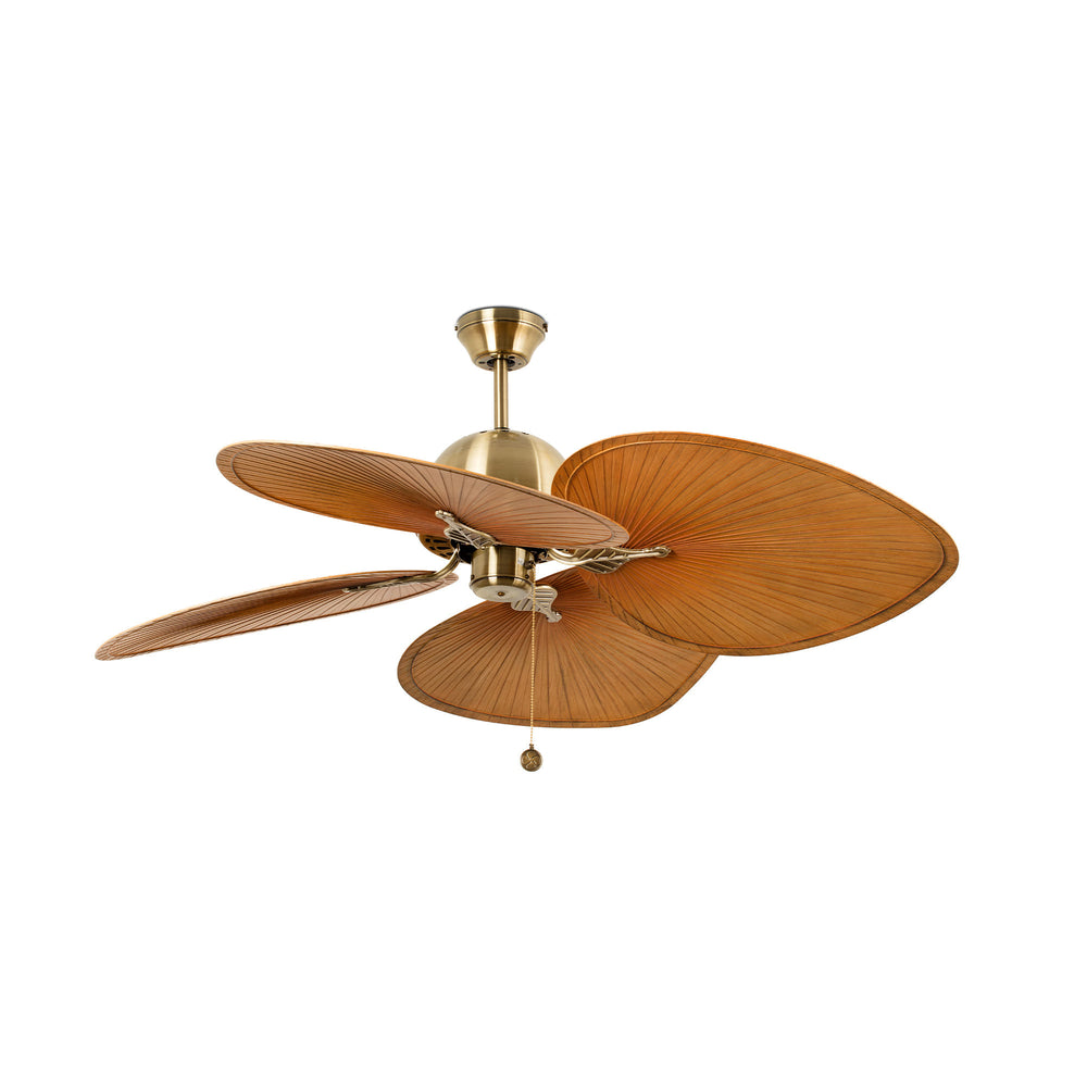 Ventilateur de plafond Cuba à 4 pales marron et moteur or vieilli de Faro Barcelona