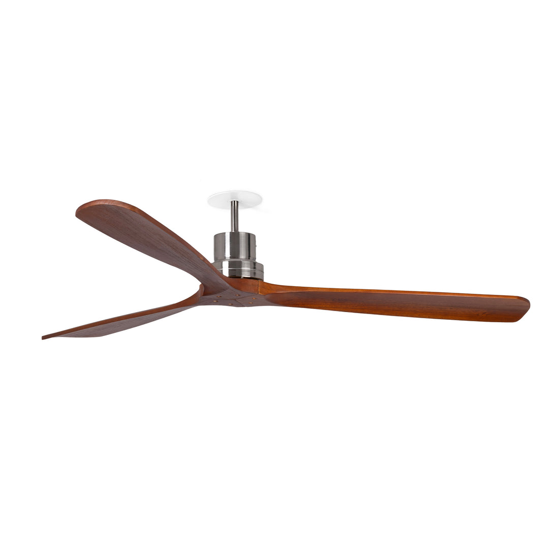 Ventilateur de plafond Lantau encastré nickel mat, pales noyer
