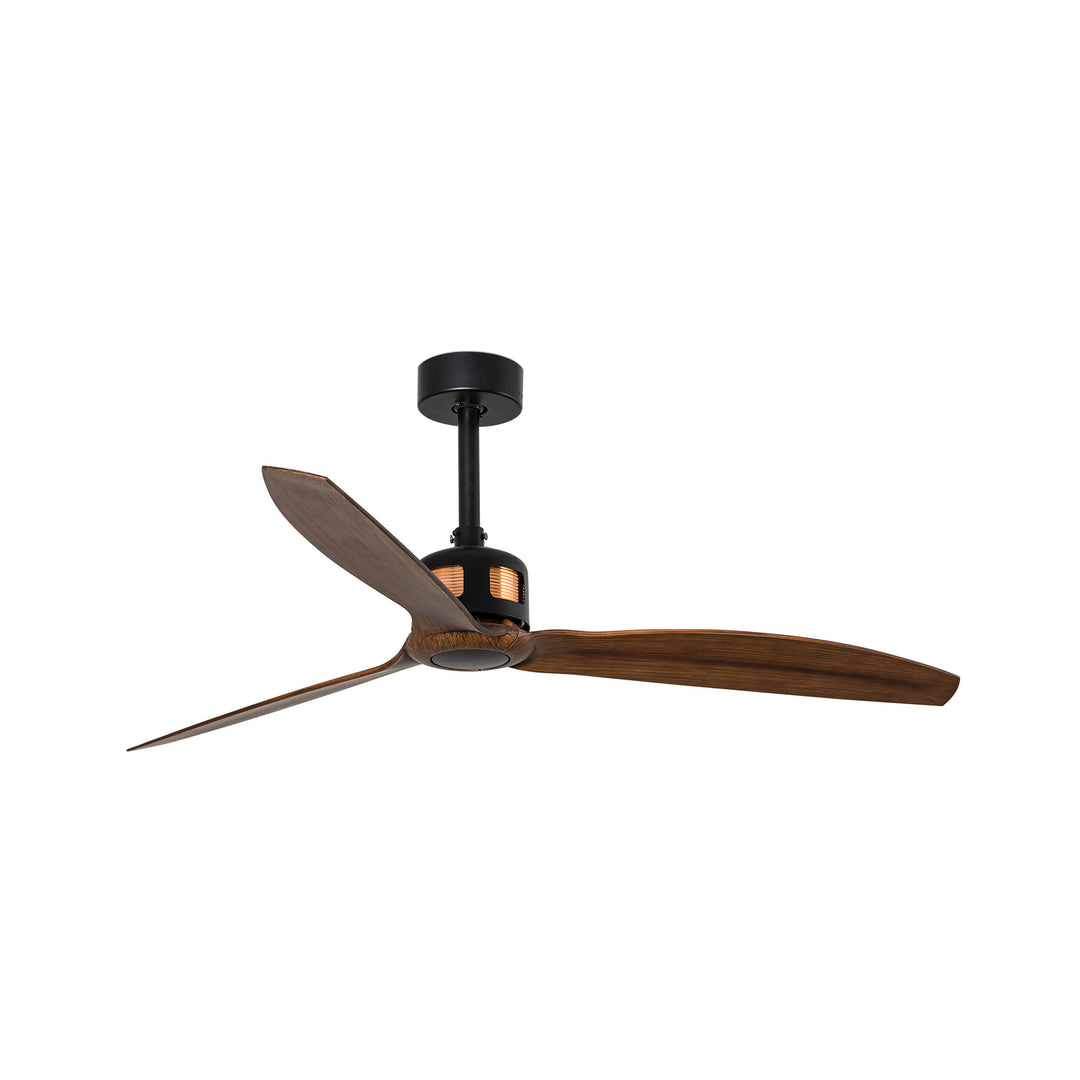 Ventilateur de plafond Copper noir à pales noyer, version télécommande