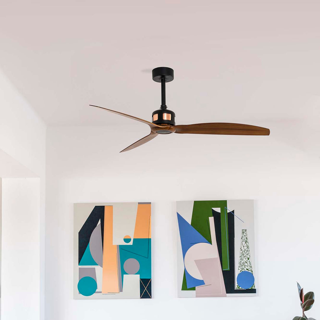 Ventilateur de plafond Copper noir et noyer en situation