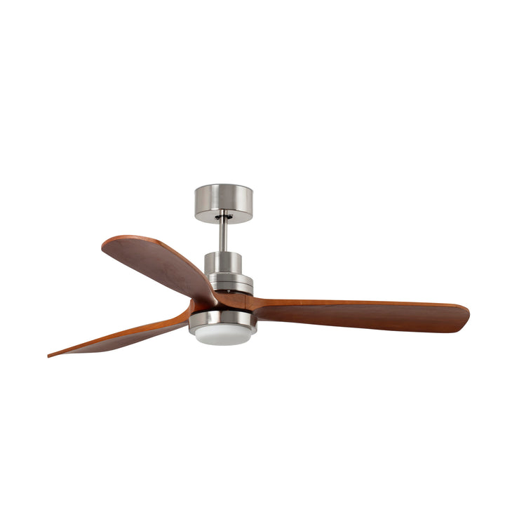 Ventilateur de plafond Lantau XL nickel mat, pales noyer, avec lumière, de Faro Barcelona