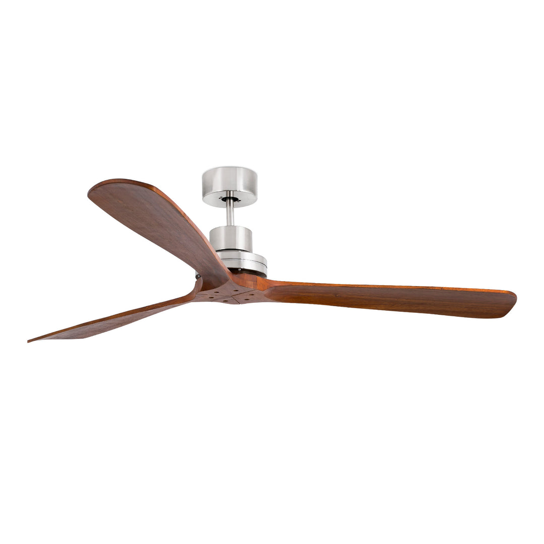Ventilateur de plafond Lantau XL nickel mat, pales noyer, sans lumière, de Faro Barcelona