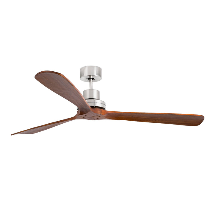 Ventilateur de plafond Lantau XL nickel mat, pales noyer, sans lumière, de Faro Barcelona