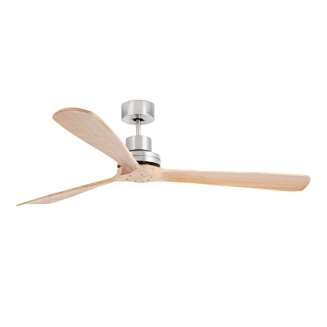 Ventilateur de plafond Lantau XL nickel mat, pales pin, sans lumière, de Faro Barcelona