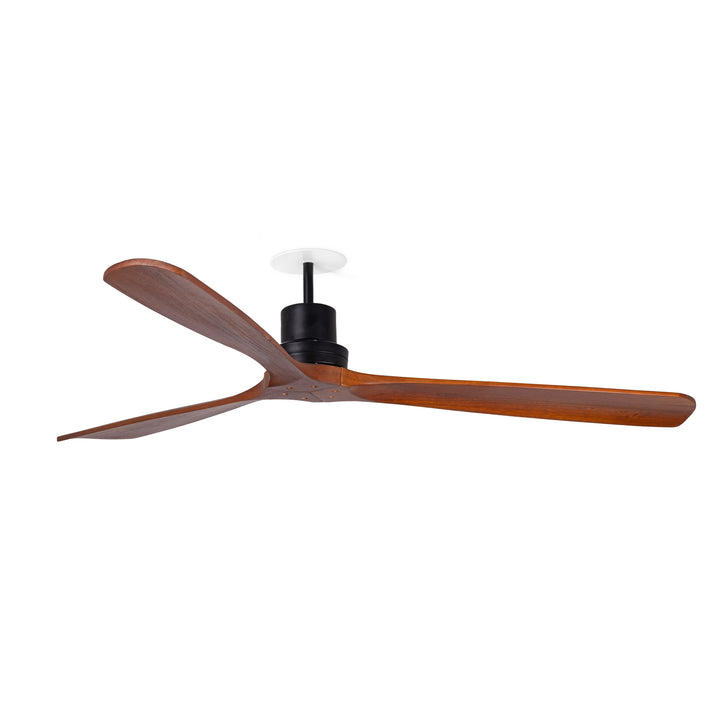 Ventilateur de plafond Lantau encastré noir mat, pales noyer