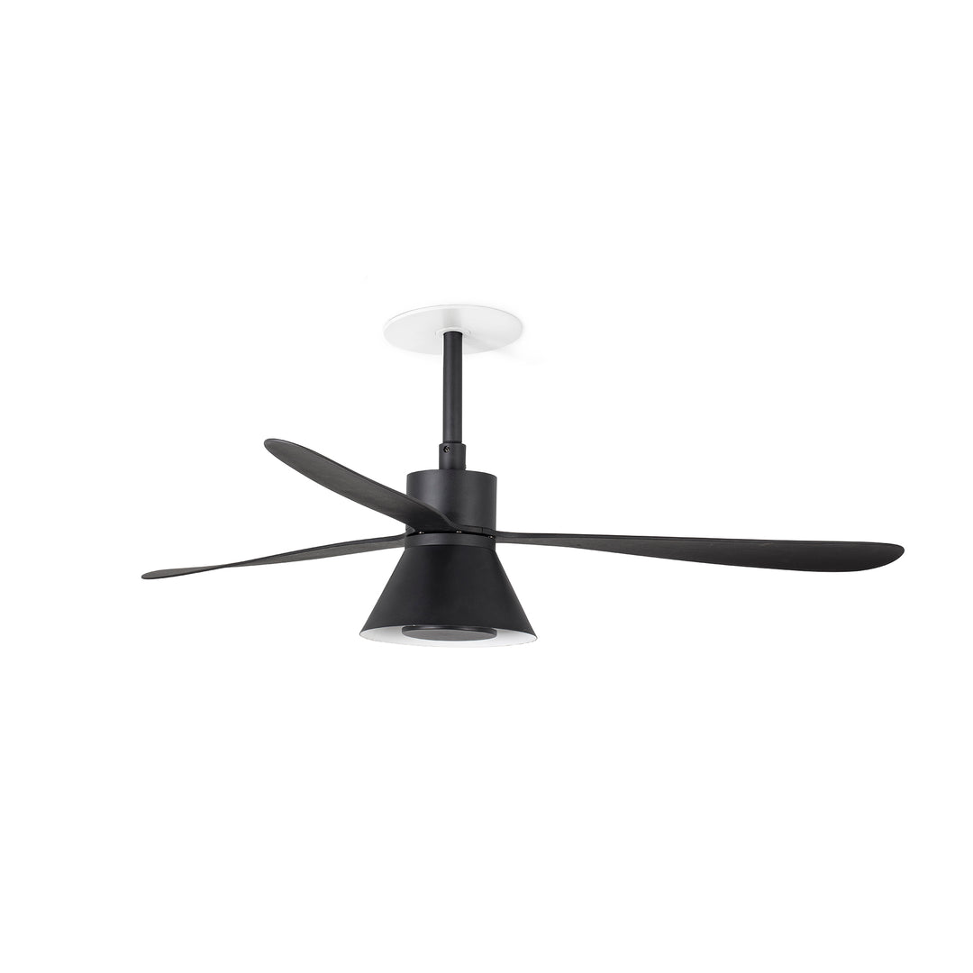 Ventilateur de plafond Amelia encastré noir avec lumière cône de Faro Barcelona