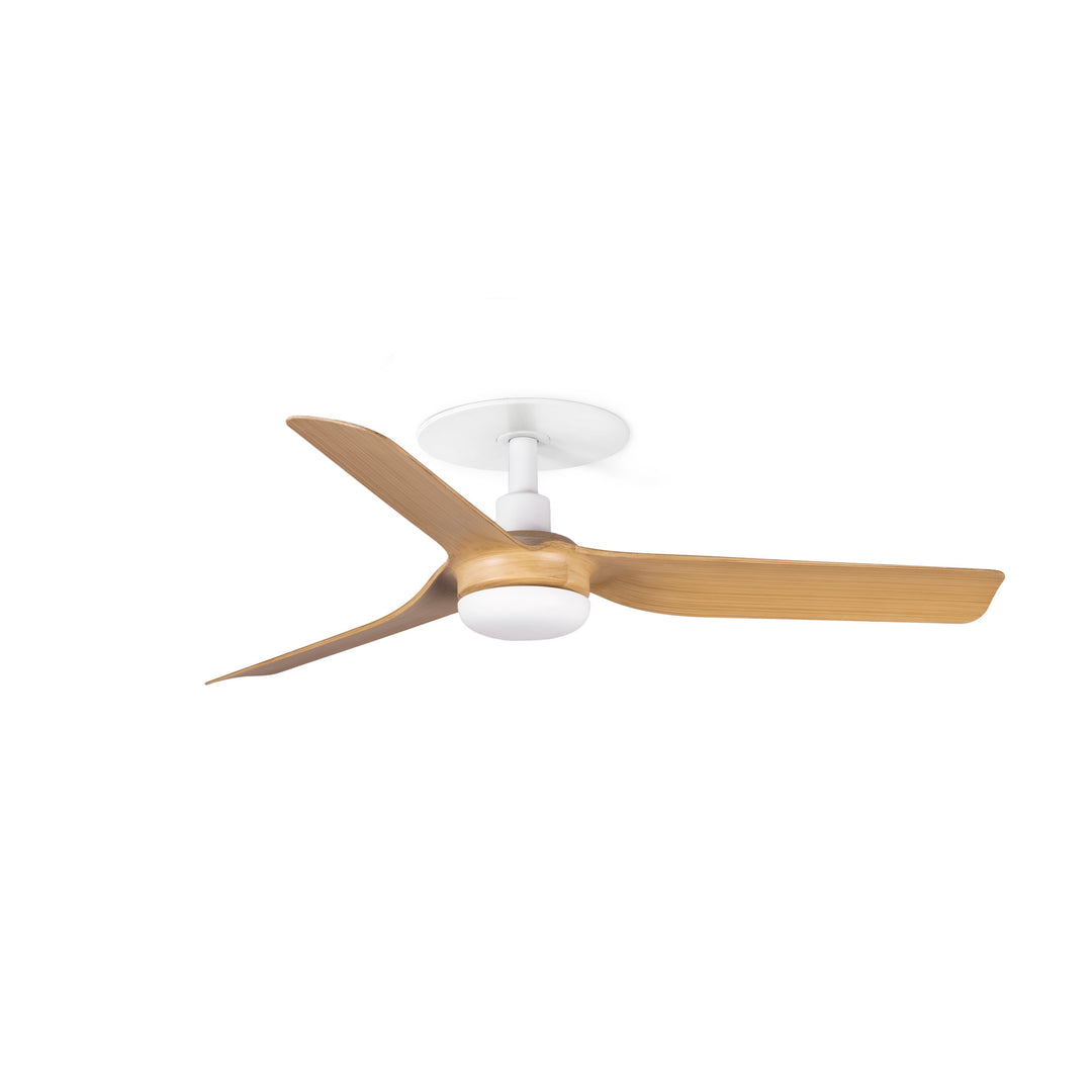 Ventilateur encastré Mini Punt Recessed blanc aux pales érable de Faro Barcelona