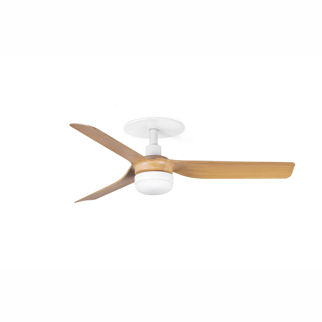 Ventilateur encastré Mini Punt Recessed blanc aux pales érable avec lumière LED