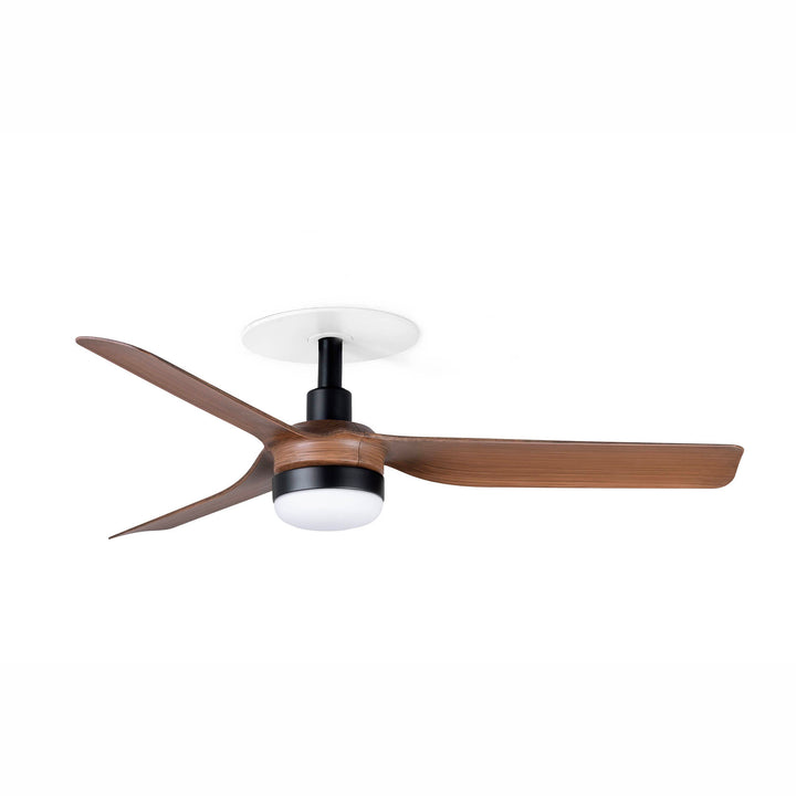 Ventilateur encastré Mini Punt Recessed noir aux pales noyer avec lumière LED