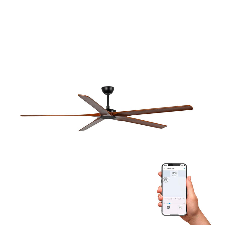 Ventilateur de plafond Bigwood Ø 200 cm noir et noyer foncé de Faro Barcelona