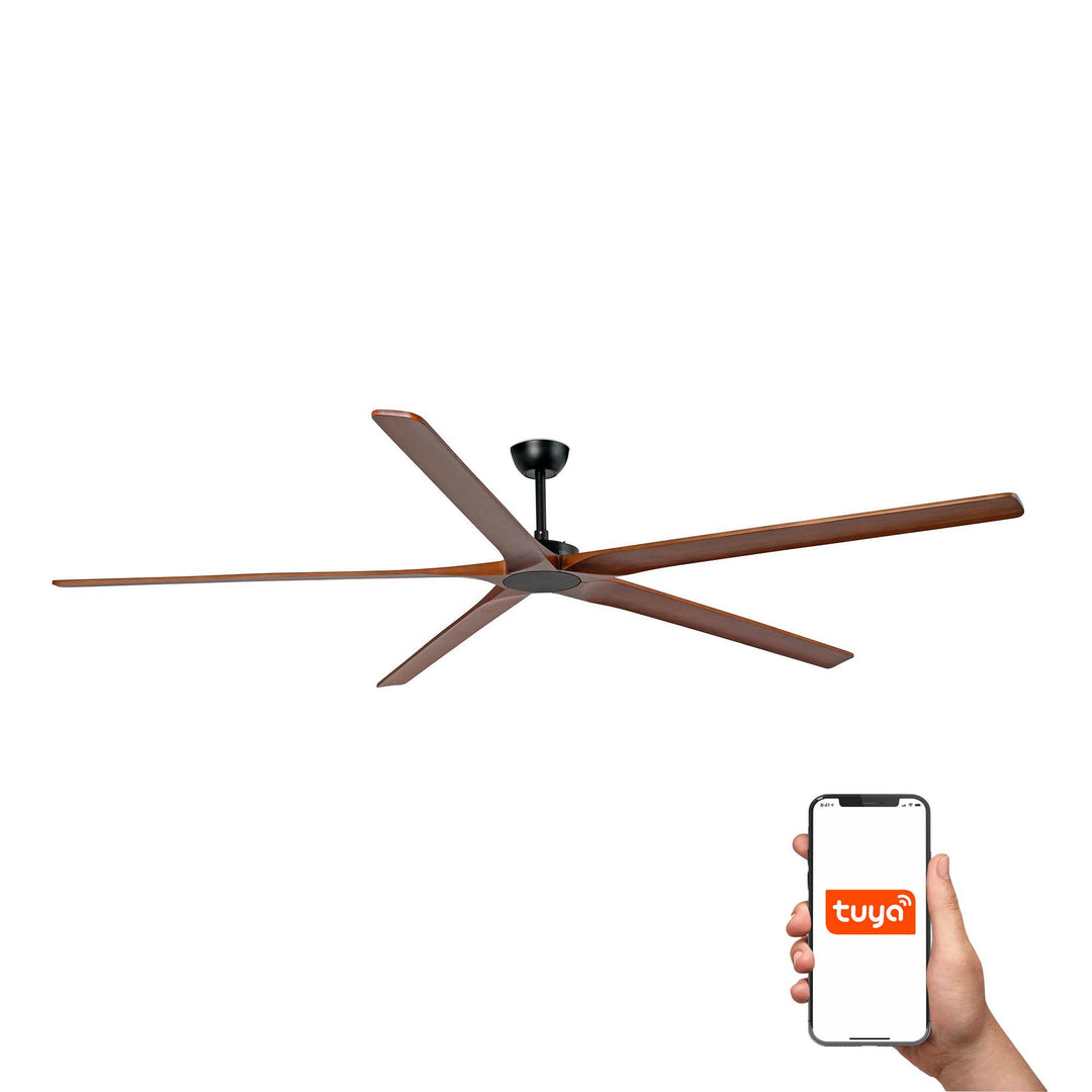Ventilateur de plafond Bigwood Ø 240 cm noir et noyer foncé de Faro Barcelona