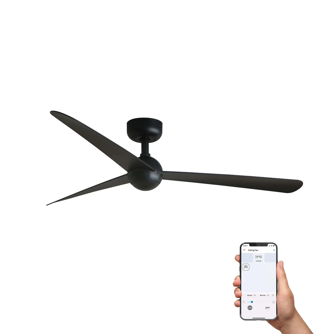 Ventilateur de plafond Sfera noir Ø 125 cm, version Wi-Fi Tuya, de Faro Barcelona