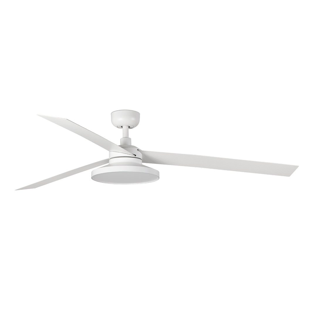 Ventilateur de plafond Cruiser 160 cm blanc avec lumière LED prismatique de Faro Barcelona