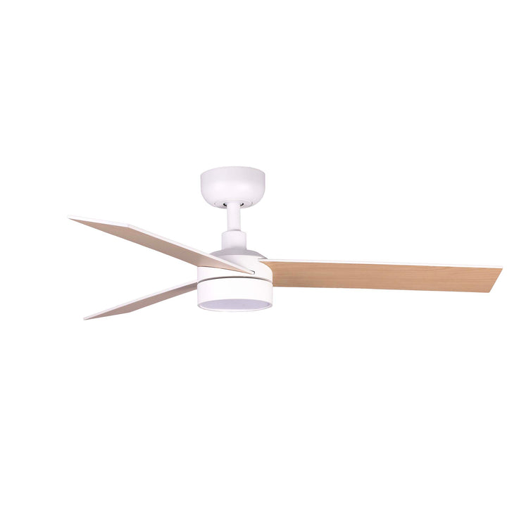 Ventilateur de plafond Rudder Ø 106 cm blanc et frêne avec lumière LED de Faro Barcelona