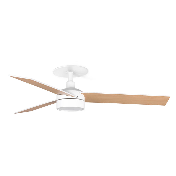 Ventilateur de plafond Rudder Ø 106 cm blanc et frêne avec lumière LED encastré de Faro Barcelona