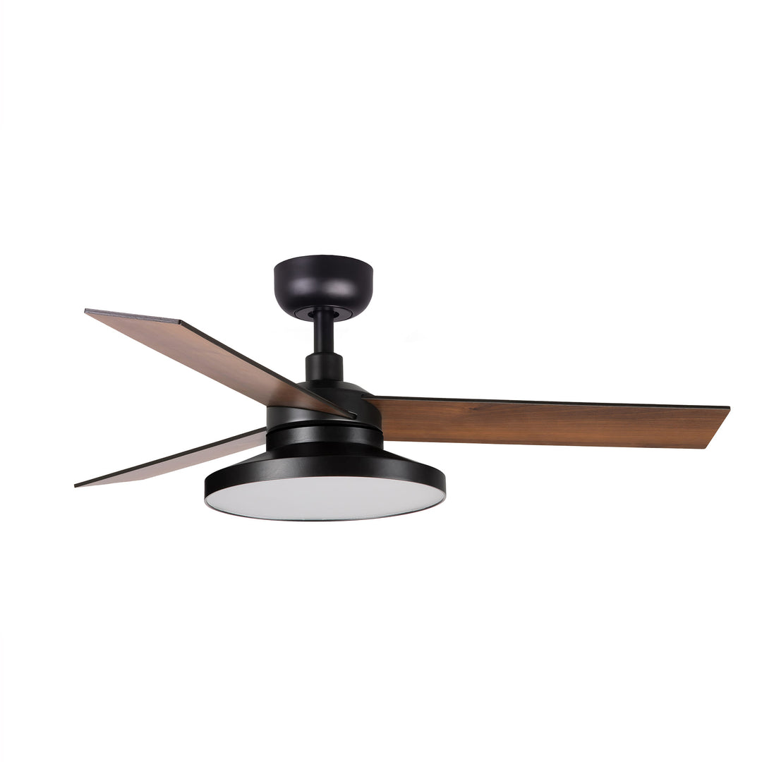 Ventilateur de plafond Rudder Ø 106 cm noir et noyer avec kit lumière TAK de Faro Barcelona