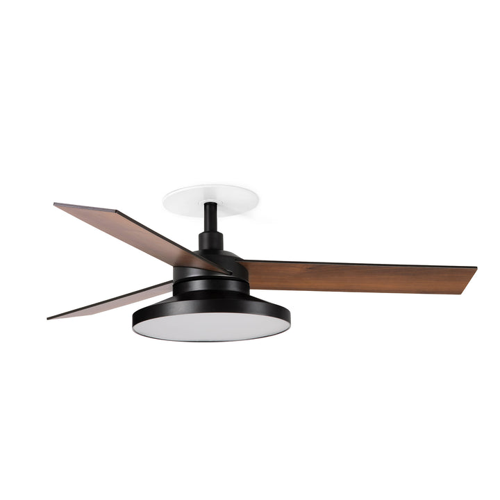 Ventilateur de plafond Rudder Ø 106 cm noir et noyer avec kit lumière TAK encastré de Faro Barcelona