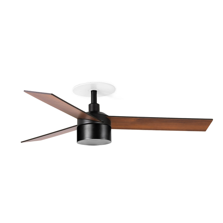 Ventilateur de plafond Rudder Ø 106 cm noir et noyer avec kit lumière TEK encastré de Faro Barcelona