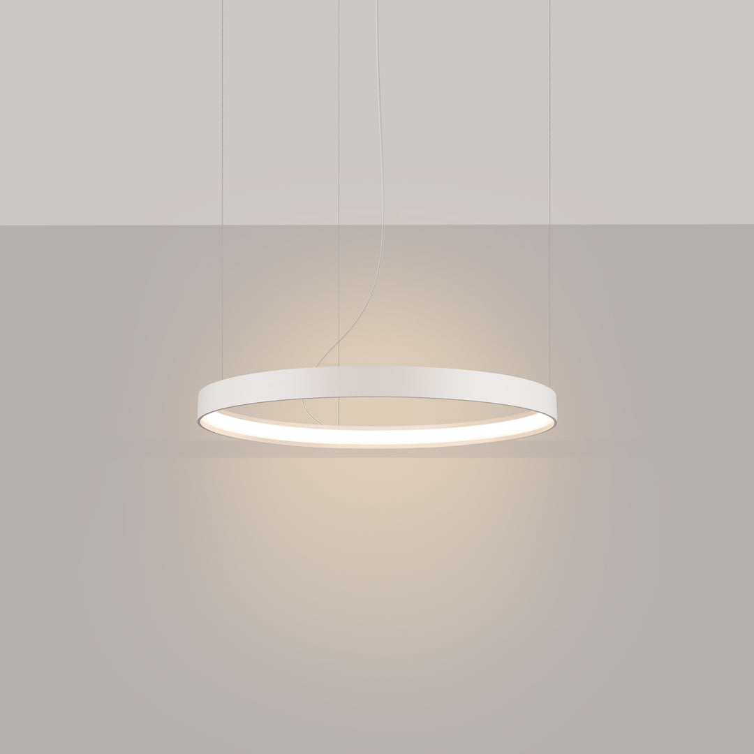 Lustre anneau RIO beige allumée, suspendu