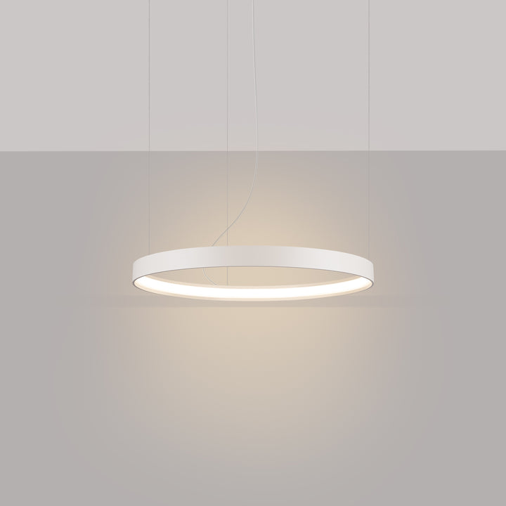 Lustre anneau RIO beige allumée, suspendu