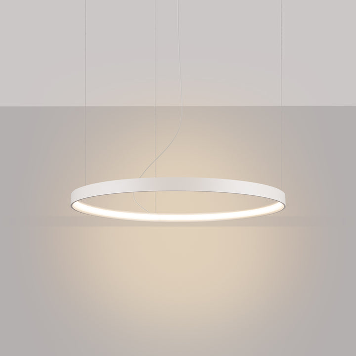 Lustre anneau RIO beige allumée, suspendu
