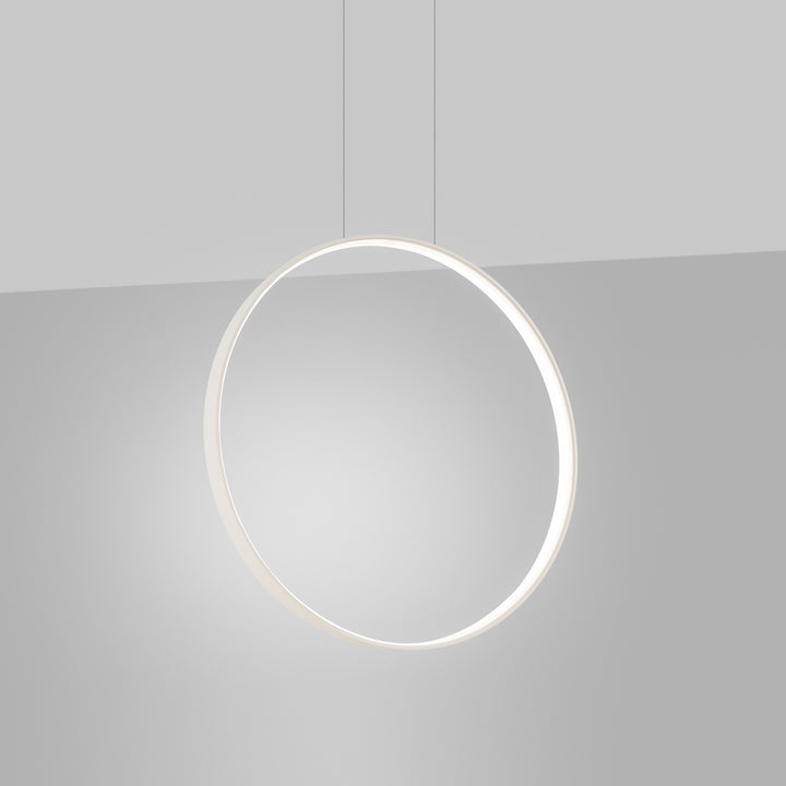 Suspension anneau RIO beige allumée, suspendue