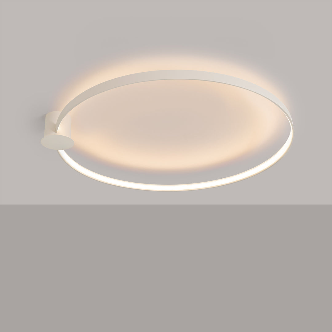 Plafonnier anneau RIO beige allumée, au plafond