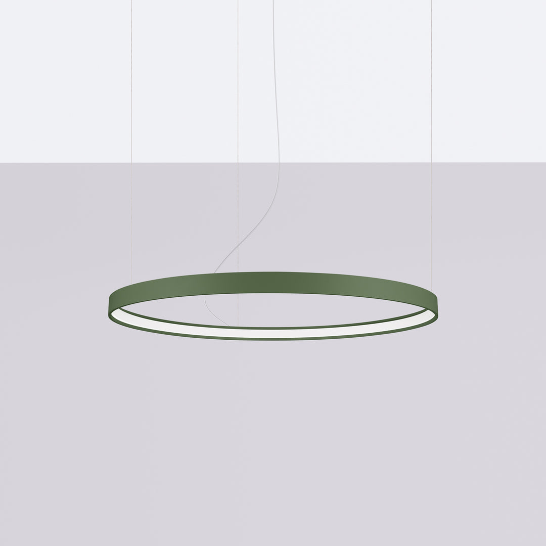 Lustre anneau RIO vert olive éteinte, suspendu