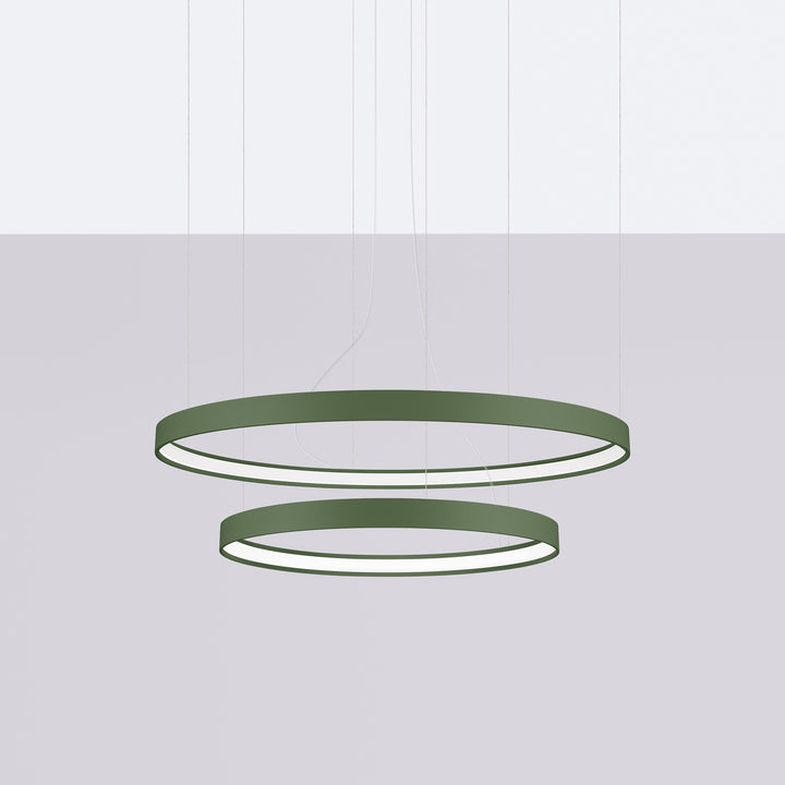 Lustre anneau RIO vert olive éteinte, suspendu