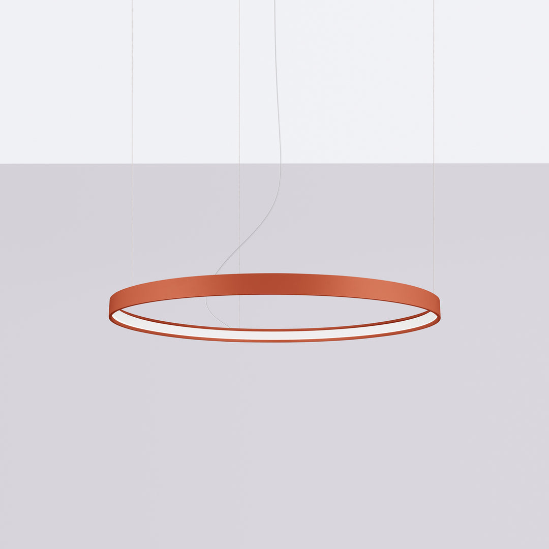 Lustre anneau RIO ocre rouge éteinte, suspendu