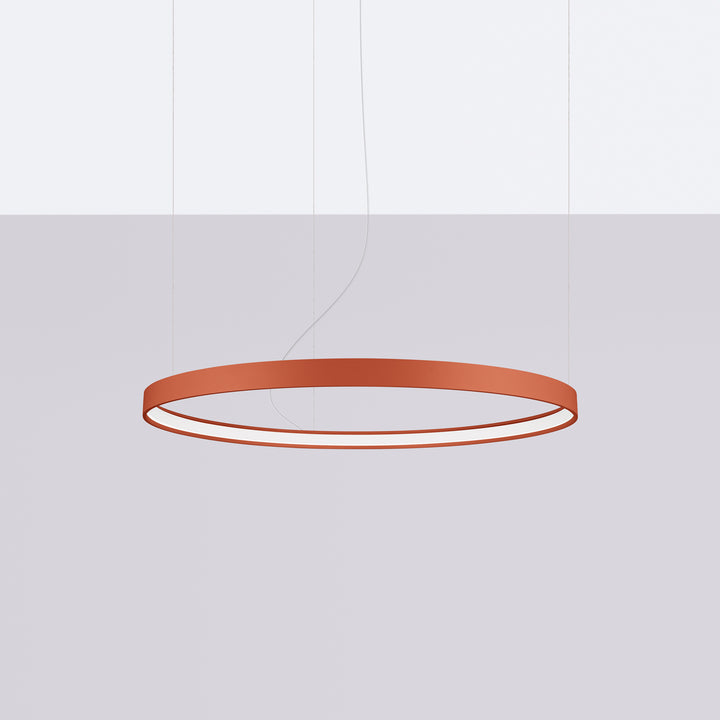 Lustre anneau RIO ocre rouge éteinte, suspendu