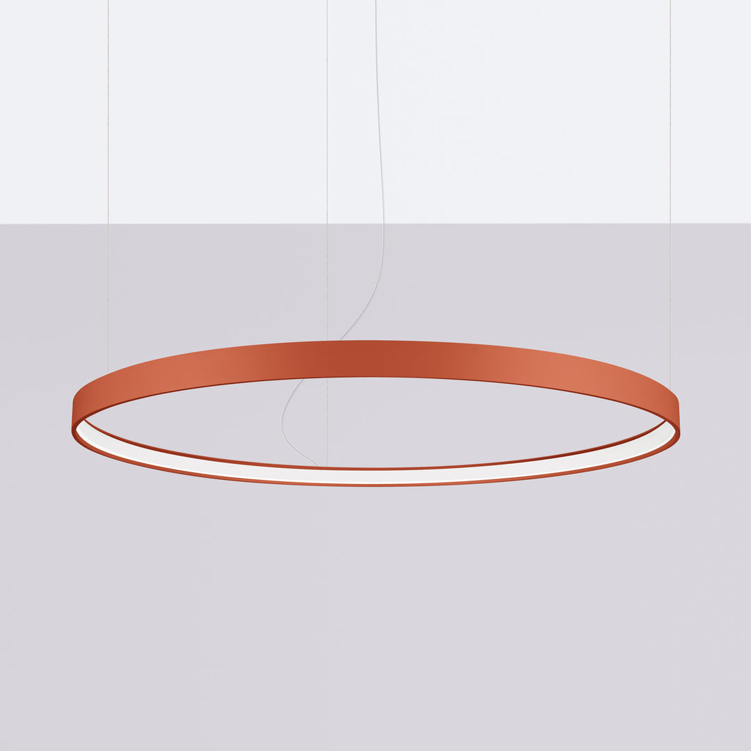 Lustre anneau RIO ocre rouge éteinte, suspendu