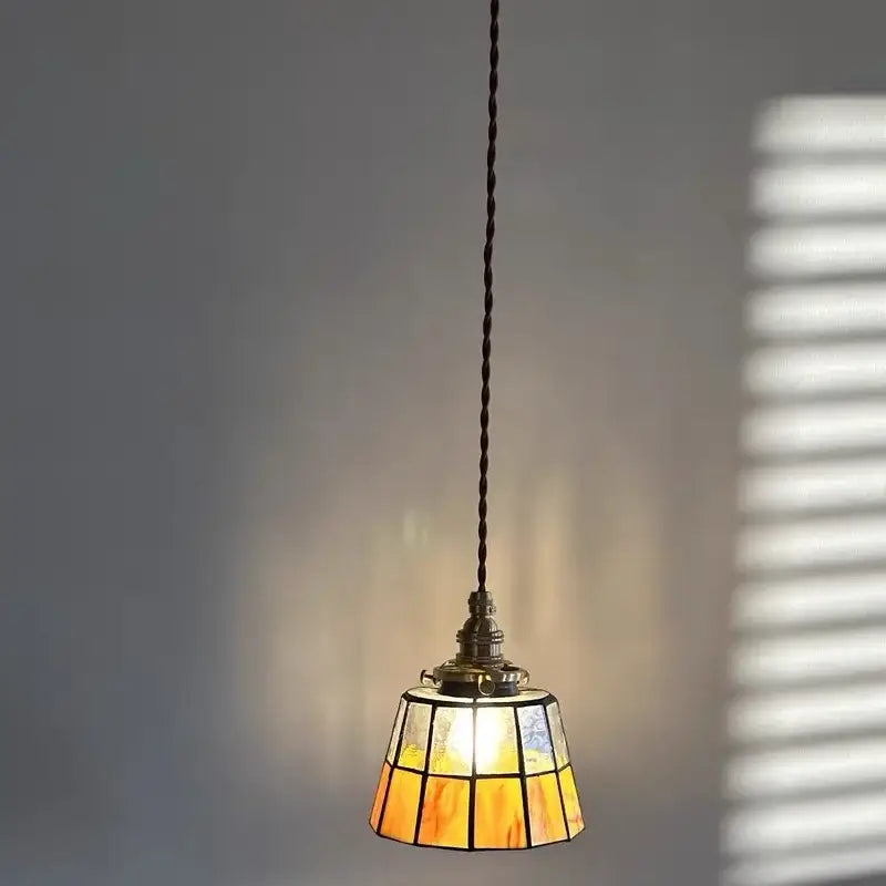 Suspension vintage en verre et cuivre design éclatant chic