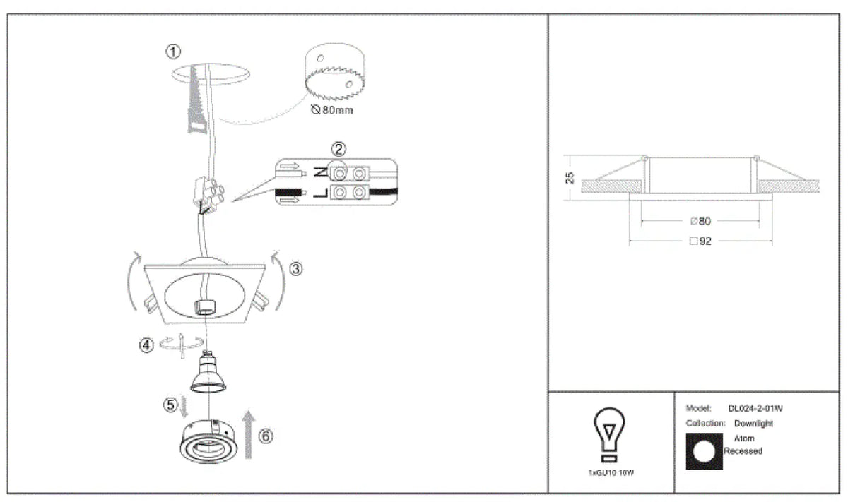 Schéma d'installation du luminaire
