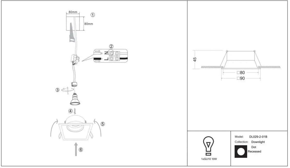 Schéma d'installation du luminaire