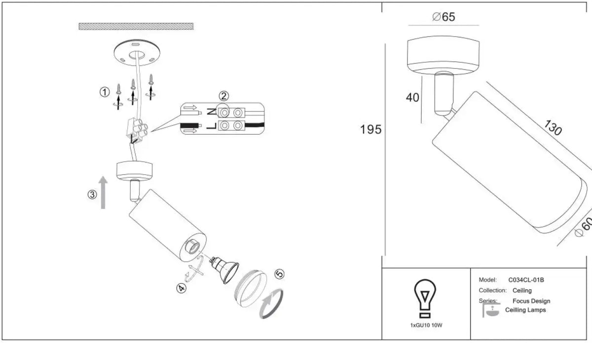 Schéma d'installation du luminaire