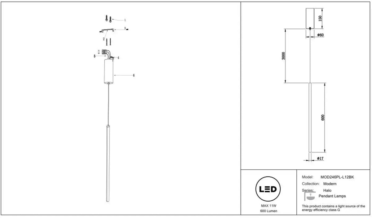 Schéma d'installation du luminaire