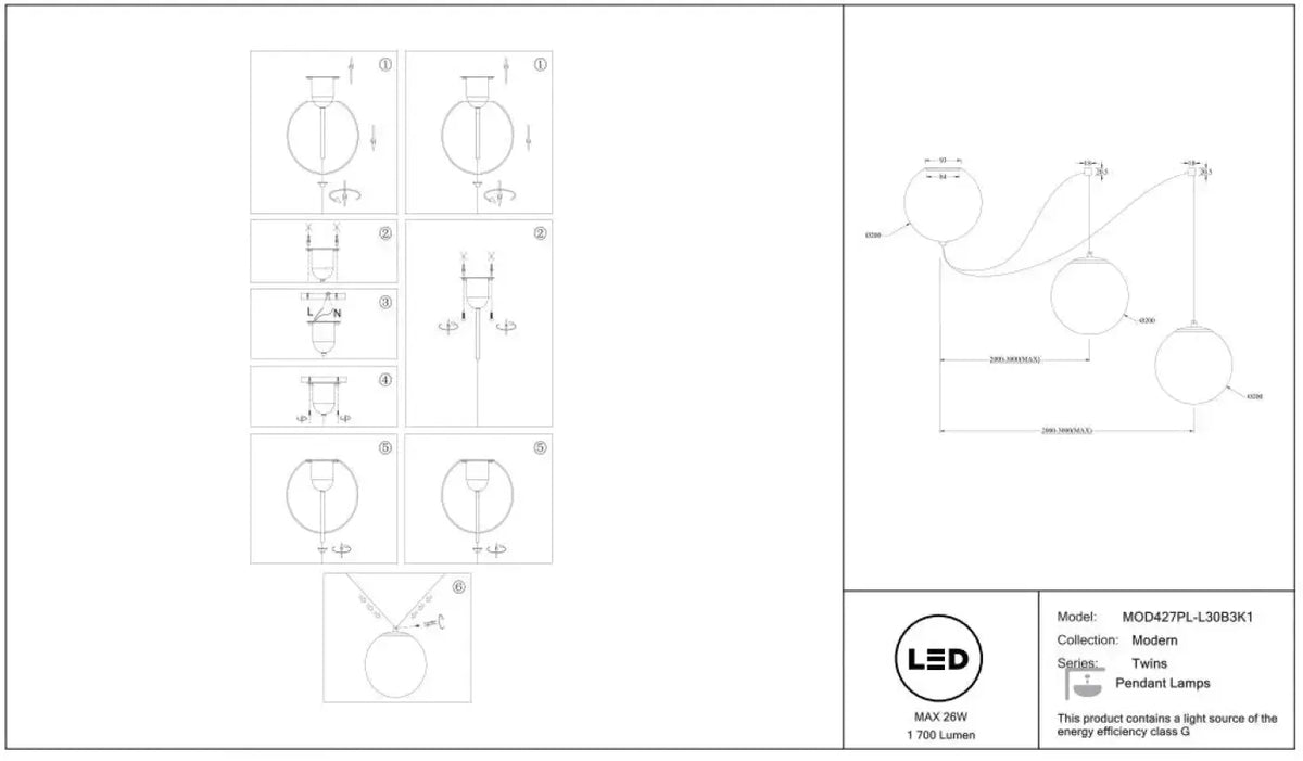 Schéma d'installation du luminaire